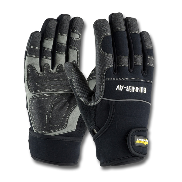 Gunner AV Glove with Padded Palm and Velcro Wrist Strap Lg - Gloves