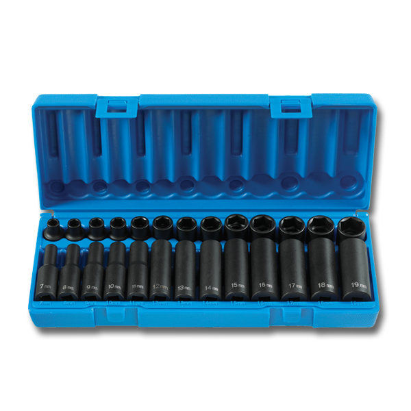 3/8" Dr. 26 pc. Std & Deep Impact Set. 7mm-19mm - Socket Sets