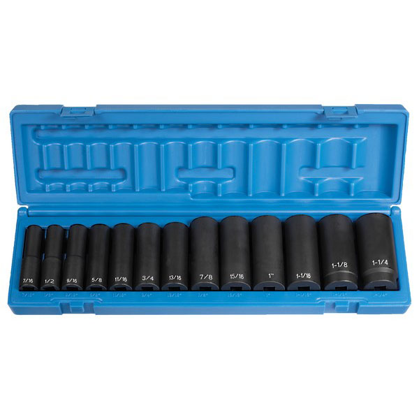 1/2" Drive Impact Socket Set Deep SAE 13 Piece - Socket Sets