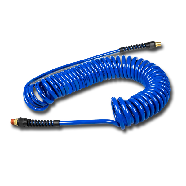 Blue Recoil Hose 1/4" ID X 25' 1/4" Rigid and 1/4" Swivel Ends - Air Hose