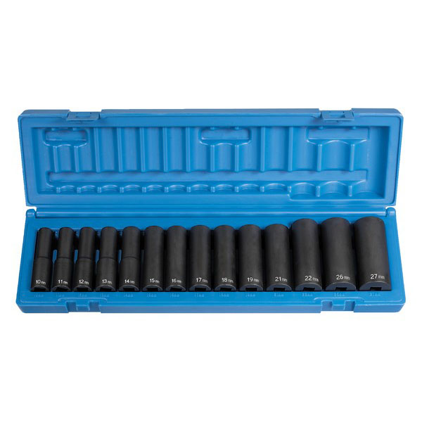 1/2" Drive Impact Socket Set Deep Metric 14 Piece - Socket Sets