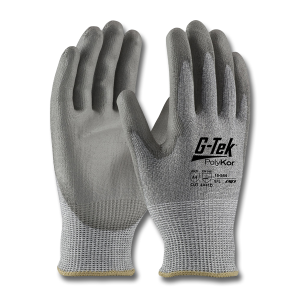 G-Tek Cut Resistant Gloves Knit Blend, PU Coated Palm - Gloves