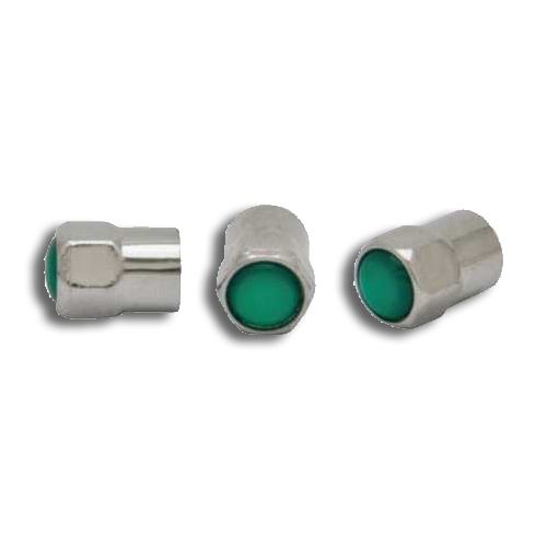 Haltec Plastic Valve Cap Chrome Plated Green - Cores / Caps and Accessories