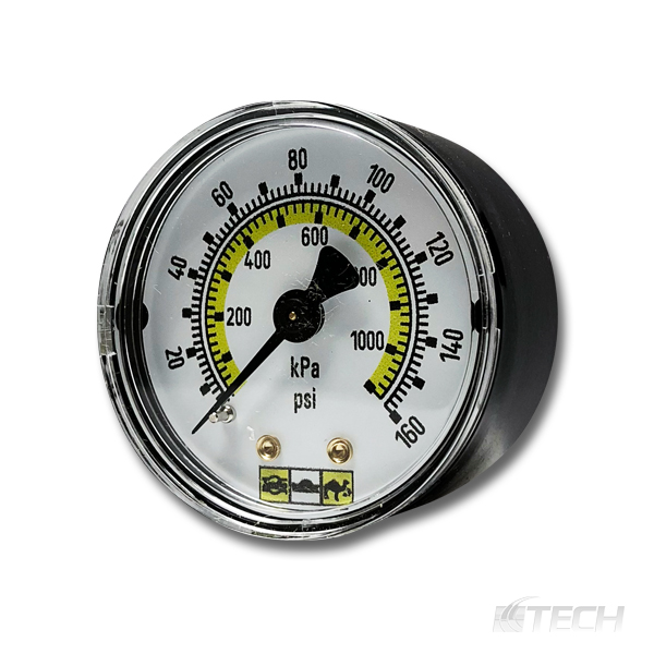 Airline Regulator Gauge 2" dia 0-160 PSI Back Mount 1/4" NPT - Filters/Regulators/Lubricators