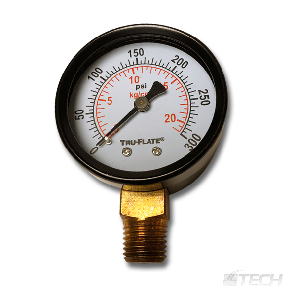 Airline Gauge 1012-300  2" dia 0-300 PSI Bottom Mount 1/4" NPT - Filters/Regulators/Lubricators