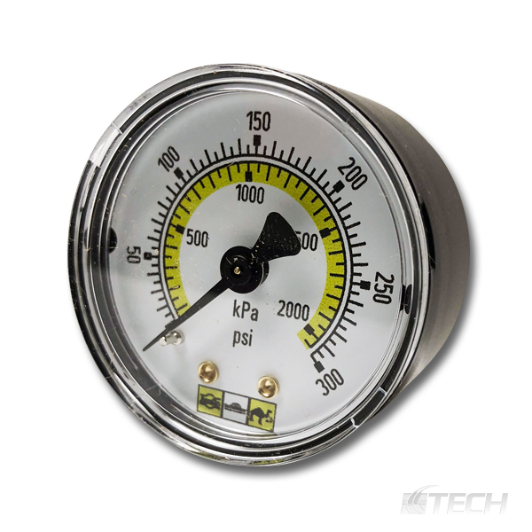 Airline Regulator Gauge 2" dia 0-300 PSI Back Mount 1/4" NPT - Filters/Regulators/Lubricators