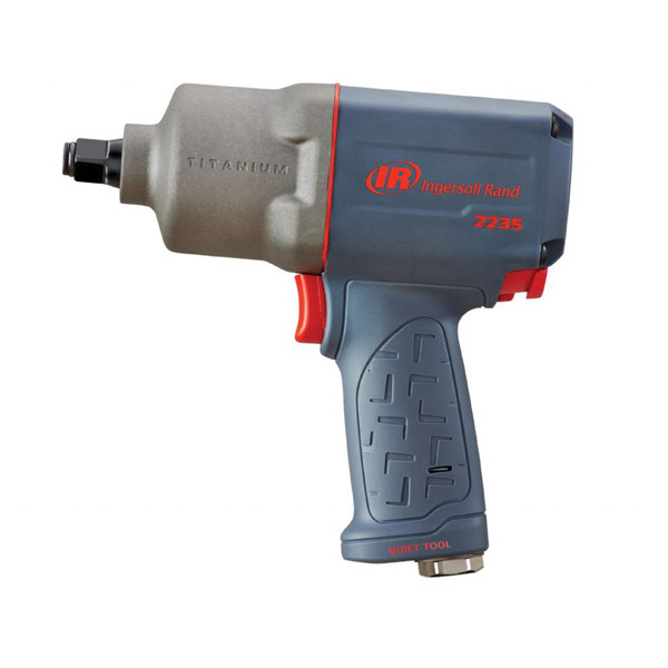 1/2" Air Impact Wrench, Quiet, 1300 ft-lb Torque, Titanium Hammercase, Friction Ring Retainer, Pistol - Impact Wrenches 1/2"