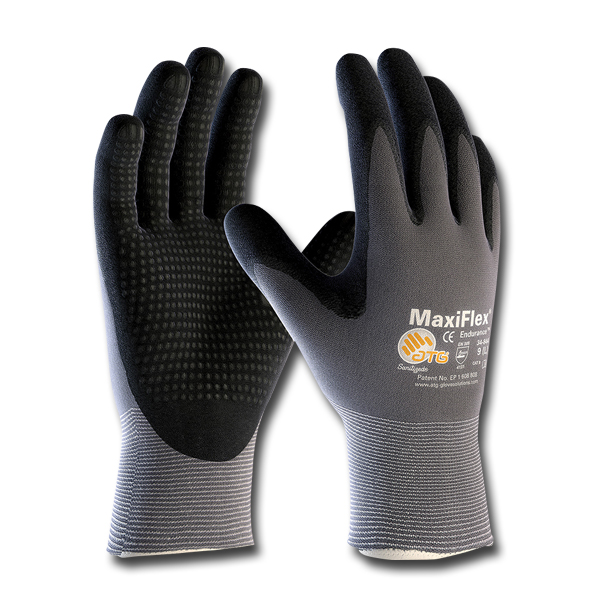 Gray Maxi Flex Gloves w/ Black Nitrile Coated Palm (Medium) - Gloves