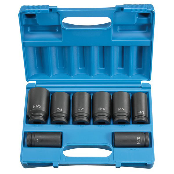 3/4" Drive Impact Socket Set Deep SAE 8 Piece - Socket Sets