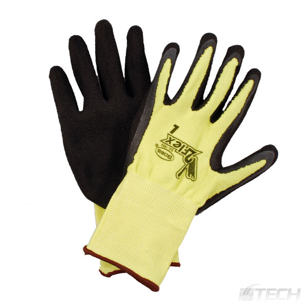 Neon Yellow Flex Fit Glove w/ Latex Palm, Large - Gloves