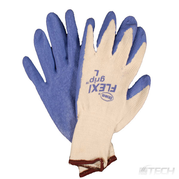 Cotton Knit, Blue Rubber Coated Palm Glove, Large - Gloves