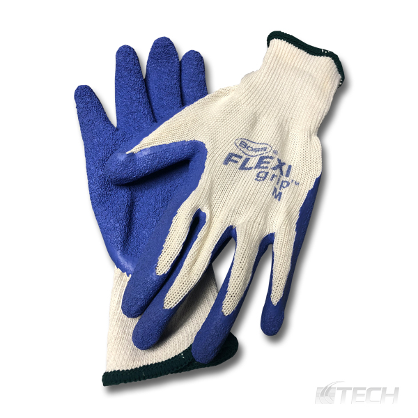 Cotton Knit, Blue Rubber Coated Palm Glove, Medium - Gloves