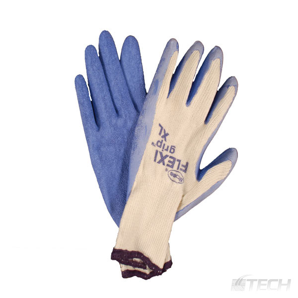 Cotton Knit, Blue Rubber Coated Palm Glove, X-Large - Gloves