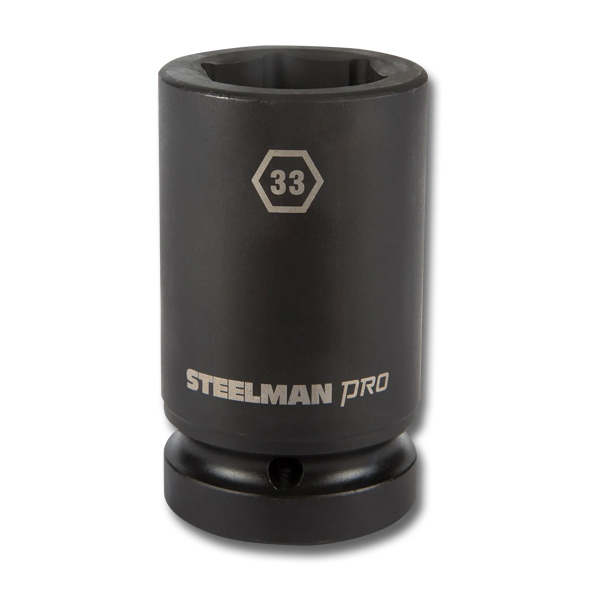 Steelman 1" Drive Impact Socket 33mm Deep - 1" and Spline Drive