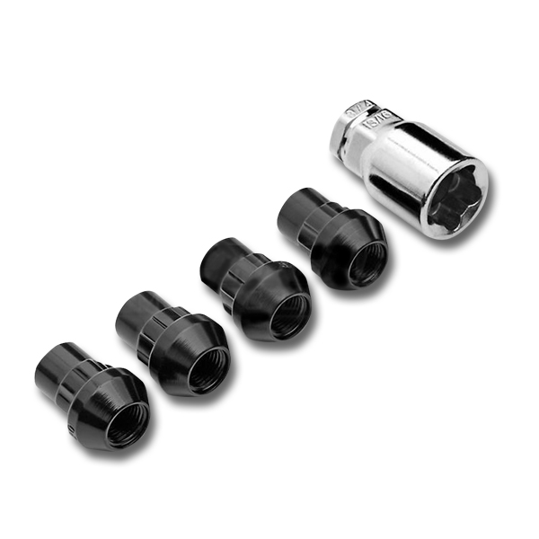 14MM X 1.50  Wheel Lock Black Acorn Nut Set With 13/16" Hex - Passenger Lug Nuts and Acc